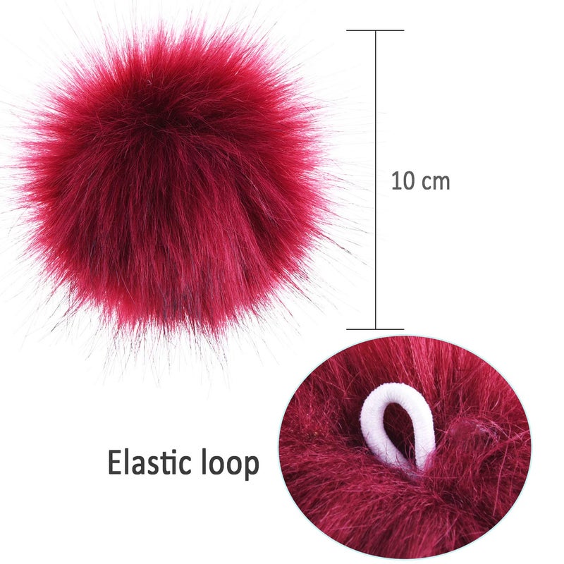 SIQUK 36 Pieces Faux Fur Pom Pom Balls DIY Faux Fox Fur Fluffy Pom Pom with Elastic Loop for Hats Scarves Gloves Bags Accessories(18 Bright Colors, 2 Pcs for Each Color) - Image 3